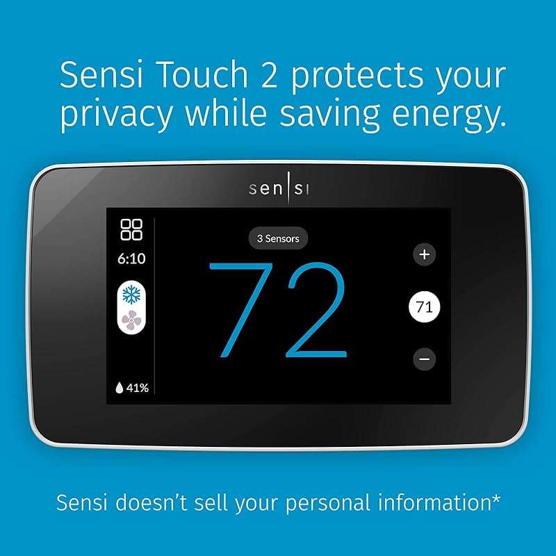 Sensi Touch 2 Smart Thermostat with Touchscreen Color Display, 100 Years of Expertise, Programmable, Wi-Fi, Data Privacy, Easy DIY, Works with Alexa, Energy Star Certified, ST76W, C-Wire Required - Image 3