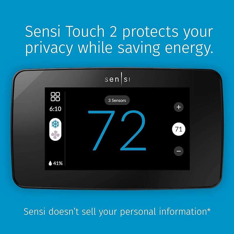 Sensi Touch 2 Smart Thermostat with Touchscreen Color Display, 100 Years of Expertise, Programmable, Wi-Fi, Data Privacy, Easy DIY, Works with Alexa, Energy Star Certified, ST76, C-Wire Required - Image 3