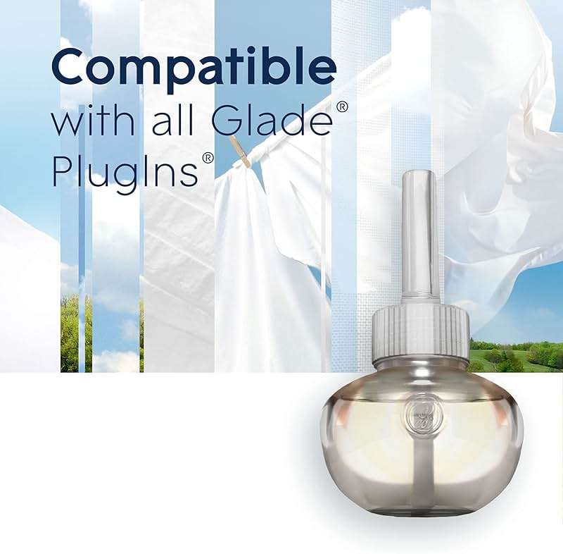 Glade PlugIns Refills Air Freshener, Scented and Essential Oils for Home and Bathroom, Clean Linen, 6.7 Fl Oz, 10 Count - Image 9
