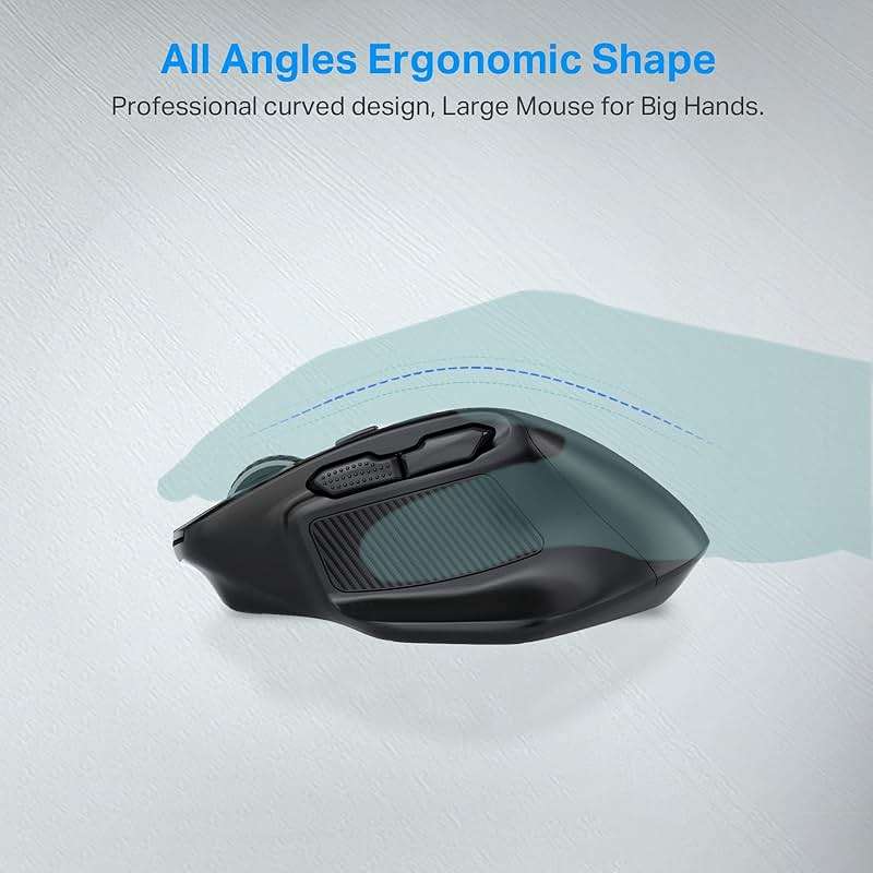 E-YOOSO Large Wireless Mouse for Big Hands, X-31 Cordless Ergo Computer Mouse, 6 Buttons, 5-Level 4800 DPI, 18 Months Battery Life, for Laptop, PC, Chromebook (Black) - Image 3