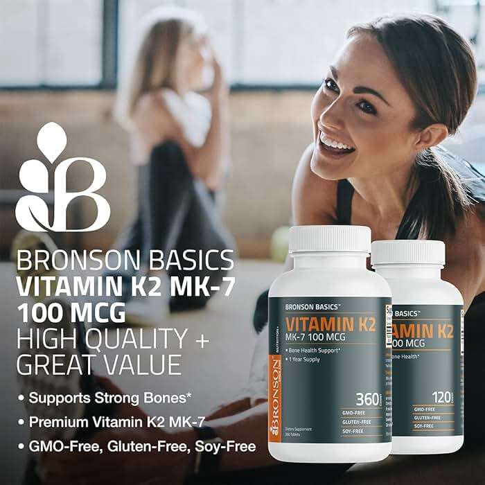 Bronson Vitamin K2 MK-7 100 MCG, K2 as MK7 Menaquinone, Bone Support Non-GMO, 120 Tablets - Image 3