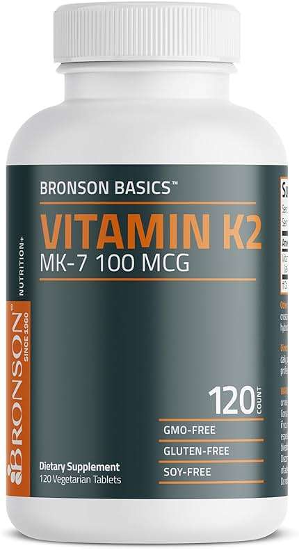 Bronson Vitamin K2 MK-7 100 MCG, K2 as MK7 Menaquinone, Bone Support Non-GMO, 120 Tablets - Image 5