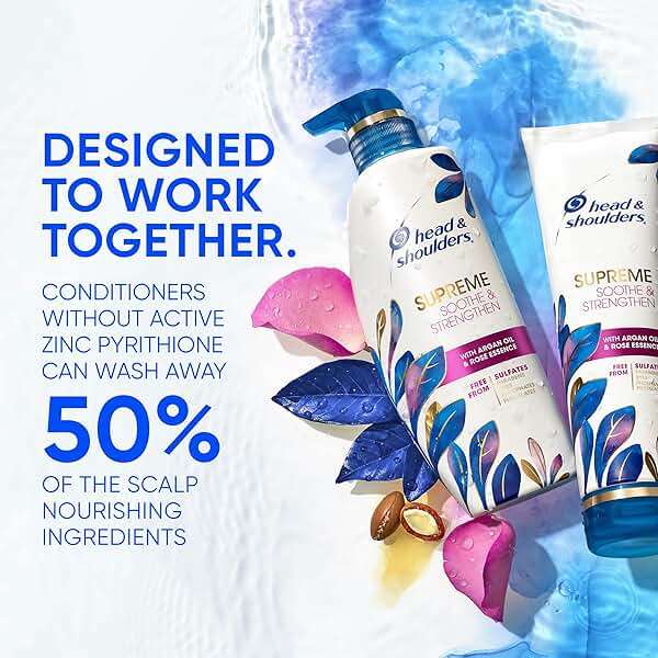 Head & Shoulders Supreme Anti-Dandruff Shampoo with Argan Oil and Rose Essence, 1% Pyrithione Zinc, Sulfate-Free, Deep Moisturization and Itch Control, 28.2 fl oz - Image 3