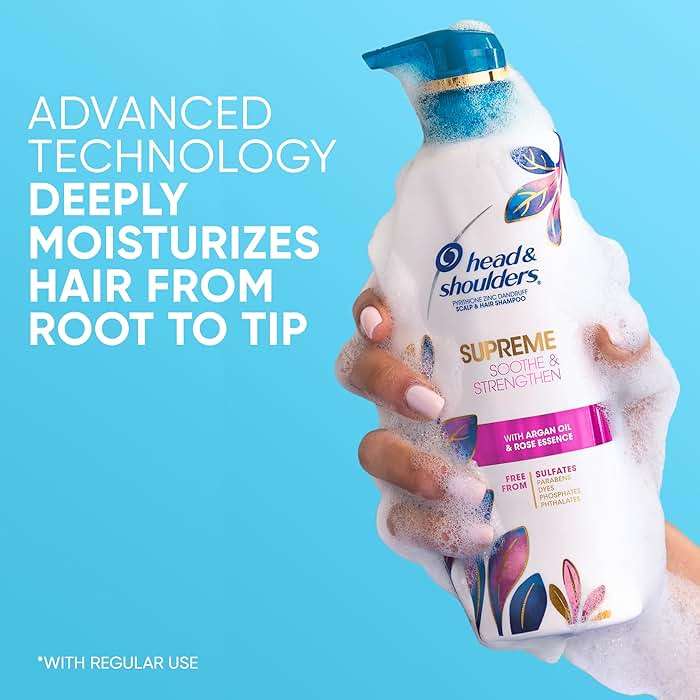 Head & Shoulders Supreme Anti-Dandruff Shampoo with Argan Oil and Rose Essence, 1% Pyrithione Zinc, Sulfate-Free, Deep Moisturization and Itch Control, 28.2 fl oz - Image 7