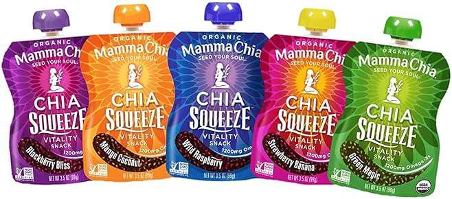 Mamma Chia Squeeze 5 variety (10 pack) Wild Raspberry,Green Magic,Blackberry bliss,Strawberry ,Mango coconut - Image 1