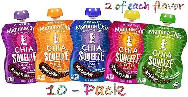 Mamma Chia Squeeze 5 variety (10 pack) Wild Raspberry,Green Magic,Blackberry bliss,Strawberry ,Mango coconut - Image 2