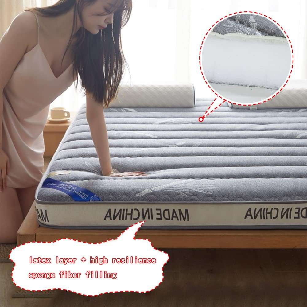 Soft Tatami Futon Mattresses Foldable Japanese Floor Mattress Tatami Mat Bed Mattress Topper Roll Up Sleeping Mattress Pad Kids Floor Lounger Pillow Bed Shikibuton,Grey2 3cm,180x200cm - Image 6