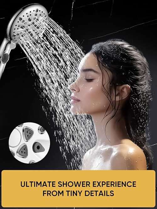 Cobbe 9-Function Shower Head with Built-in Power Spray, 1.8 GPM Water Saving ON/OFF Toggle Switch, High Pressure Handheld Showerhead with 1-Click Pause Button, Brass Bracket & 6ft Hose, Chrome - Image 3