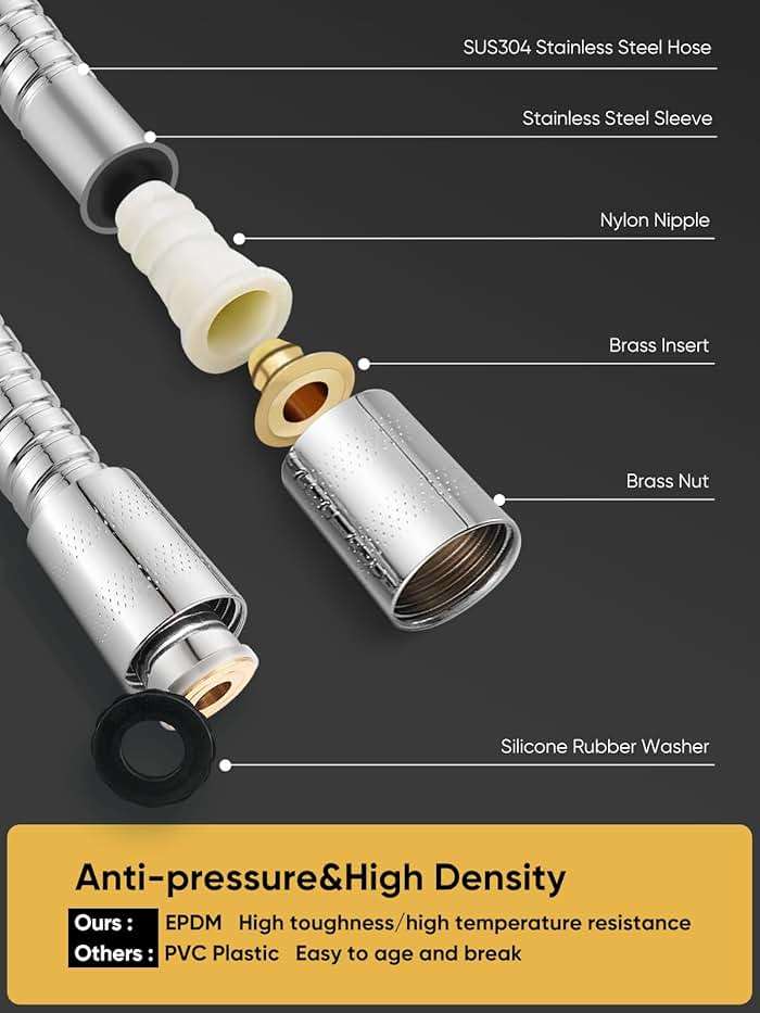 Cobbe 9-Function Shower Head with Built-in Power Spray, 1.8 GPM Water Saving ON/OFF Toggle Switch, High Pressure Handheld Showerhead with 1-Click Pause Button, Brass Bracket & 6ft Hose, Chrome - Image 7