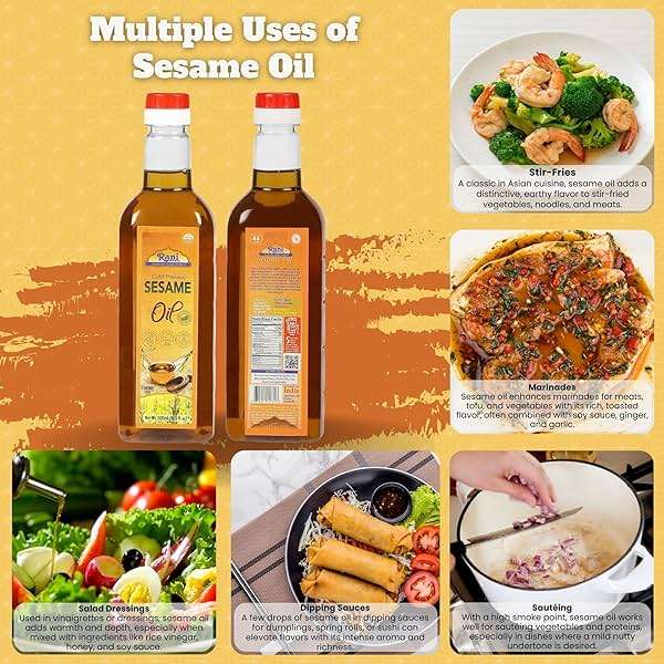 Rani Sesame Oil 16.9 Ounce (500ml) Cold Pressed | 100% Natural | NON-GMO | Vegan | Gluten Free - Image 3