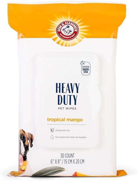Arm and Hammer for Pets Heavy Duty Multipurpose Dog Bath Wipes, Mango Scent, Travel Size - All Purpose Wipes That Remove Odor and Refresh Dog Coat Between Baths, 30 Count - Image 1
