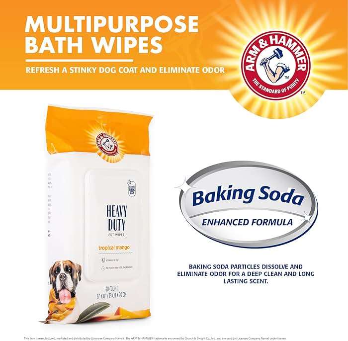 Arm and Hammer for Pets Heavy Duty Multipurpose Dog Bath Wipes, Mango Scent, Travel Size - All Purpose Wipes That Remove Odor and Refresh Dog Coat Between Baths, 30 Count - Image 2