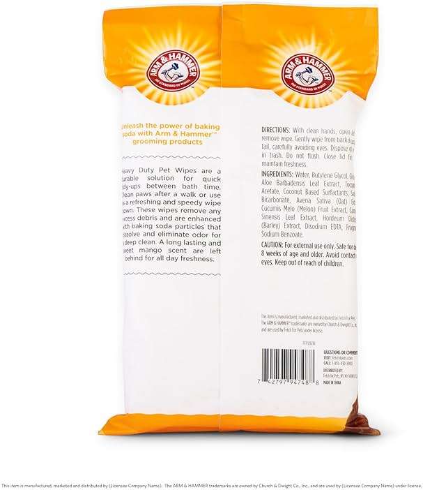 Arm and Hammer for Pets Heavy Duty Multipurpose Dog Bath Wipes, Mango Scent, Travel Size - All Purpose Wipes That Remove Odor and Refresh Dog Coat Between Baths, 30 Count - Image 5
