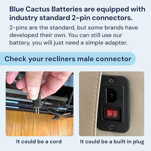 Blue Cactus 5000mAh Rechargeable Battery Pack for Reclining Furniture - Easy Install for Power Recliners, Loveseats and Sofas - Power Kit with Transformer, Charging, Extension and Splitter Cords - Image 6