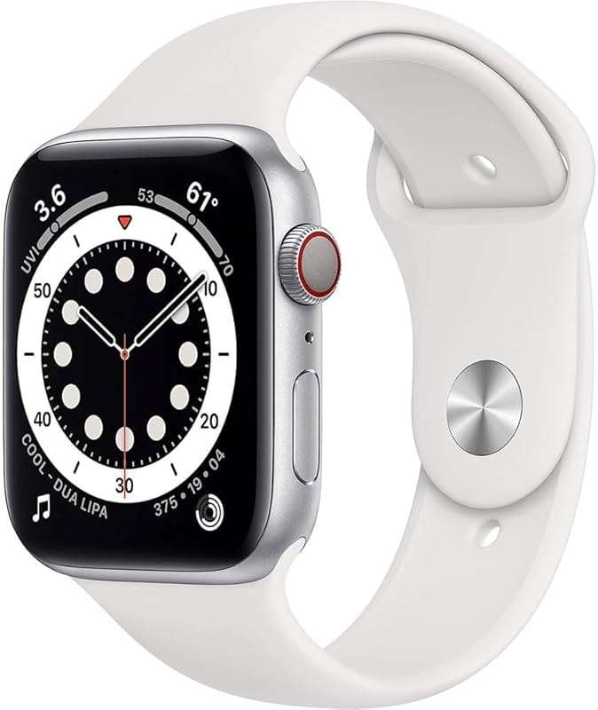 Apple Watch Series 6 (GPS + Cellular, 40mm) - Silver Aluminum Case with White Sport Band (Renewed) - Image 1