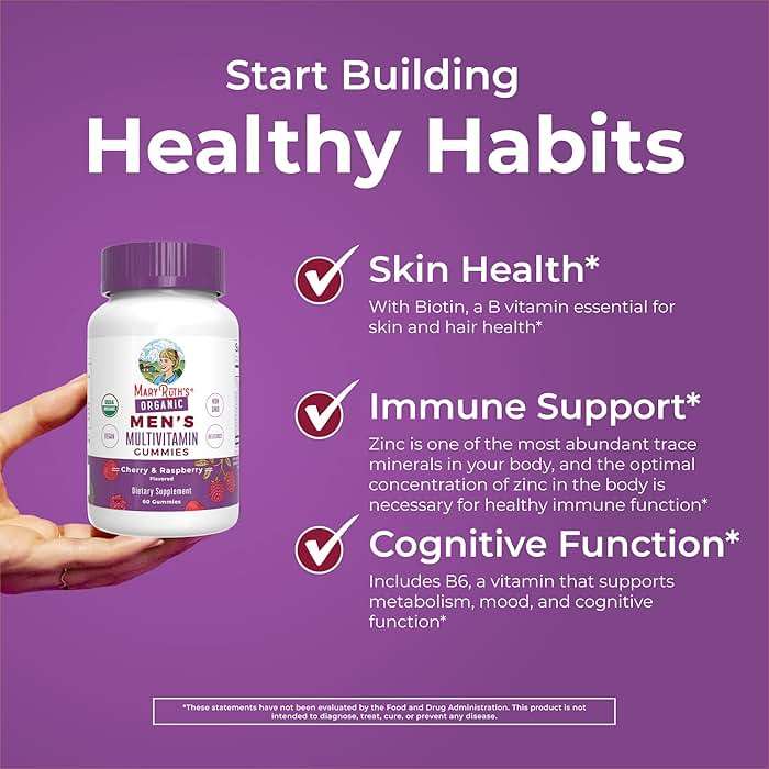 MARYRUTH'S Organics Mens Vitamin Gummy | USDA | Vegan | Daily Multivitamins for Immune Support | Non-GMO | Gluten Free | 60 Count - Image 5