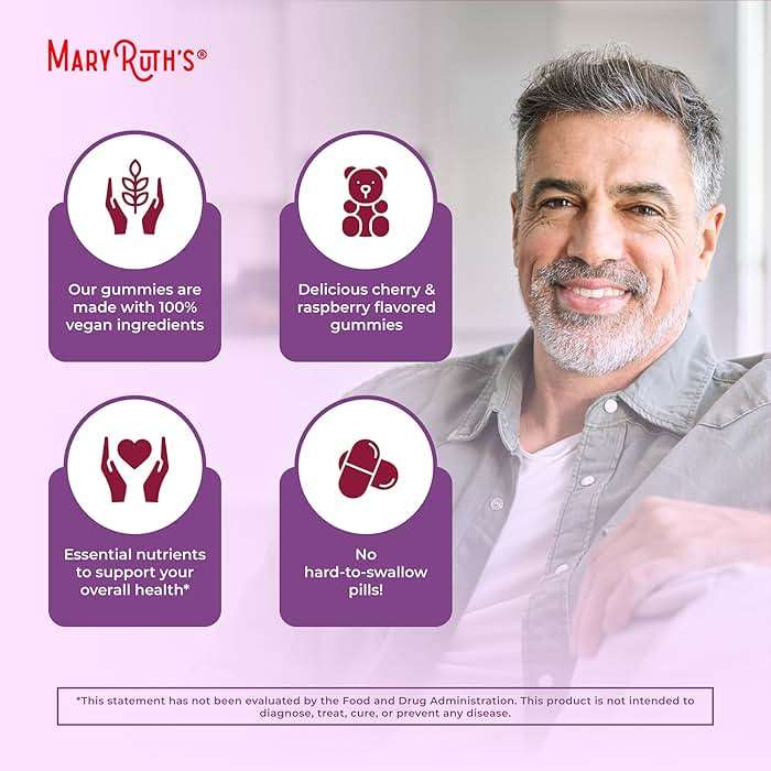 MARYRUTH'S Organics Mens Vitamin Gummy | USDA | Vegan | Daily Multivitamins for Immune Support | Non-GMO | Gluten Free | 60 Count - Image 6