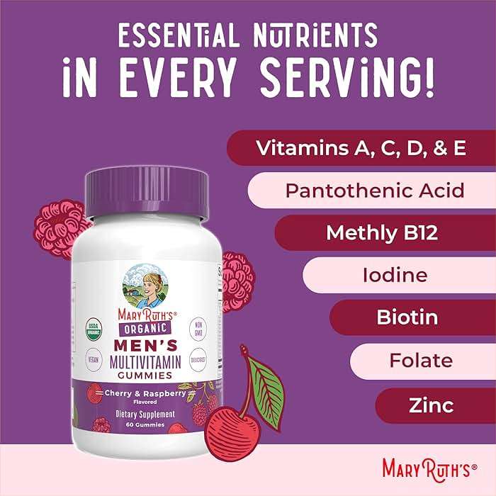 MARYRUTH'S Organics Mens Vitamin Gummy | USDA | Vegan | Daily Multivitamins for Immune Support | Non-GMO | Gluten Free | 60 Count - Image 7