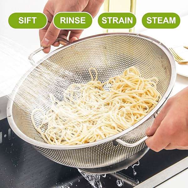 Gulex Colander Stainless Steel 3-Quart, Strainer Kitchen, Dishwasher Safe - Image 6