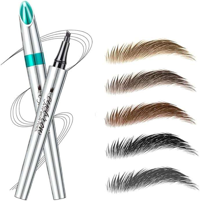 5 Colors Hair-like Strokes Eyebrow Pen, Mimics Natural Eyebrow Liquid Microfilling, Eye Brow Makeup by “Linble” (#1 Brown) - Image 1