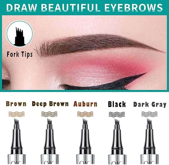5 Colors Hair-like Strokes Eyebrow Pen, Mimics Natural Eyebrow Liquid Microfilling, Eye Brow Makeup by “Linble” (#1 Brown) - Image 2