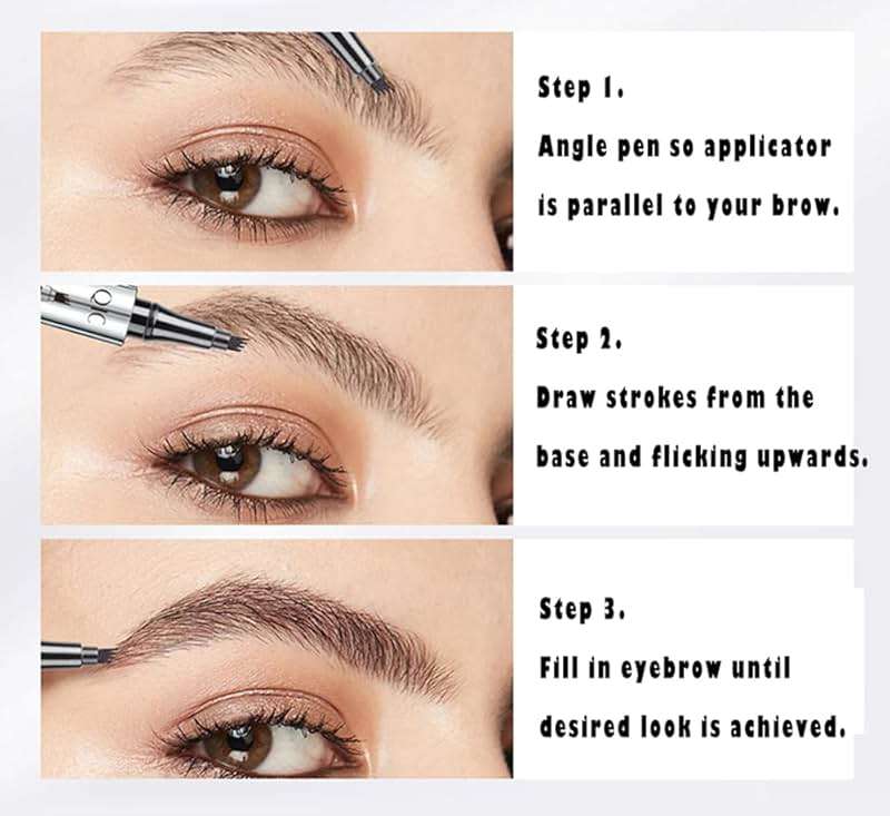 5 Colors Hair-like Strokes Eyebrow Pen, Mimics Natural Eyebrow Liquid Microfilling, Eye Brow Makeup by “Linble” (#1 Brown) - Image 4