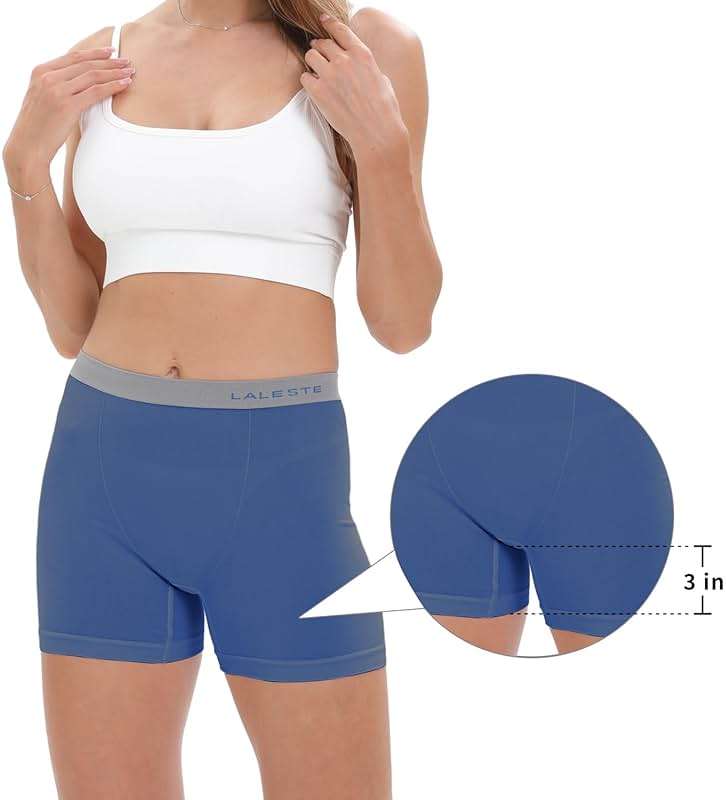 LALESTE Women's Cotton Boxer Briefs 3" Inseam Underwear Boy Shorts Panties 5 Pack - Image 3