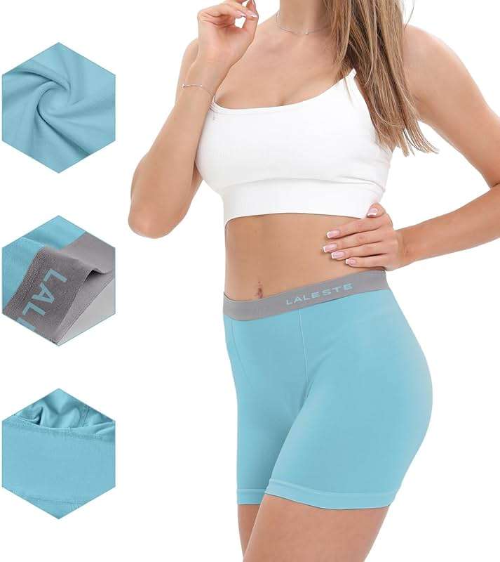 LALESTE Women's Cotton Boxer Briefs 3" Inseam Underwear Boy Shorts Panties 5 Pack - Image 4