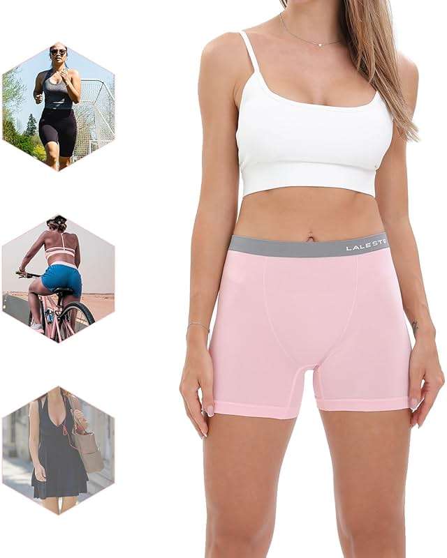 LALESTE Women's Cotton Boxer Briefs 3" Inseam Underwear Boy Shorts Panties 5 Pack - Image 5