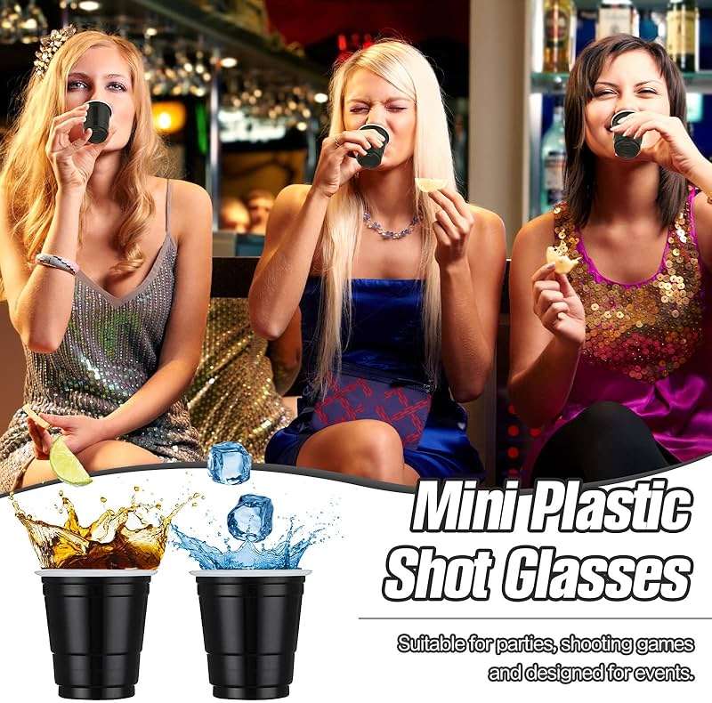 Yetene 200 Pcs 2 oz Plastic Shot Cups Mini Shot Tasting Cups for Wine Whiskey Food Graduation Wedding Baby Shower Party Drinking Beer Taste Supplies(Black) - Image 4