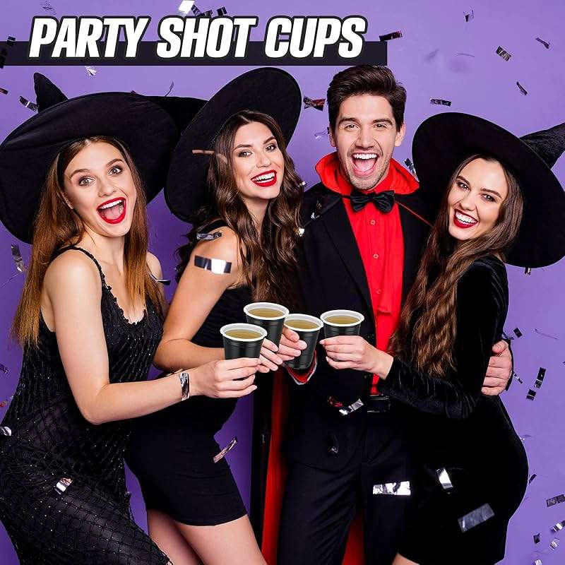 Yetene 200 Pcs 2 oz Plastic Shot Cups Mini Shot Tasting Cups for Wine Whiskey Food Graduation Wedding Baby Shower Party Drinking Beer Taste Supplies(Black) - Image 5
