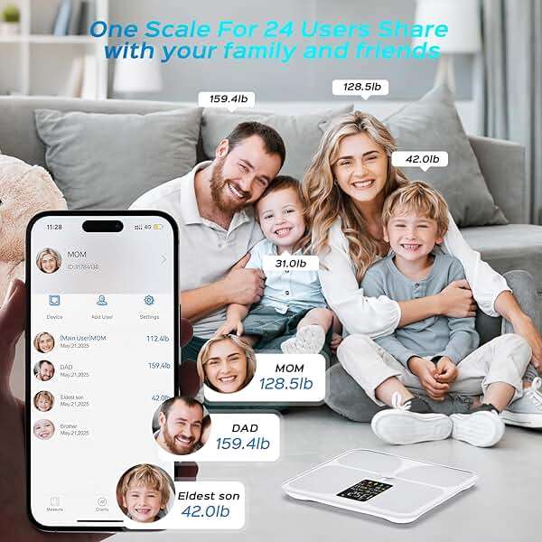 Lepulse Smart Body Fat Scale with Heart Rate, 4.68" Large Display BMI Scale, 20 Body Composition Metrics: Muscle Mass, Body Fat Percentage, Bluetooth Digital Bathroom Scale with App for Home Fitness - Image 6