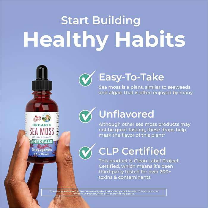 MARYRUTH'S Organic Irish Sea Moss Liquid Drops | Chondrus Crispus | Wild Harvested | Organic Irish Moss Formulated for Adults & Kids Ages 14+ | Unflavored | Sugar Free | Vegan | Non-GMO | 1 Fl Oz - Image 5