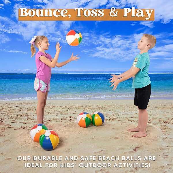 JOYIN 12 Packs 16" Inflatable Beach Balls, Large Rainbow Beach Balls Bulk for Pool Parties, Kids and Adults Summer Pool Party Toys, Beach Toys, Party Favors(16'') - Image 2