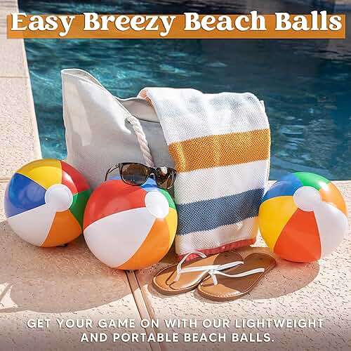 JOYIN 12 Packs 16" Inflatable Beach Balls, Large Rainbow Beach Balls Bulk for Pool Parties, Kids and Adults Summer Pool Party Toys, Beach Toys, Party Favors(16'') - Image 3