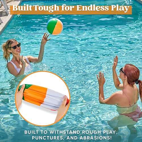 JOYIN 12 Packs 16" Inflatable Beach Balls, Large Rainbow Beach Balls Bulk for Pool Parties, Kids and Adults Summer Pool Party Toys, Beach Toys, Party Favors(16'') - Image 4