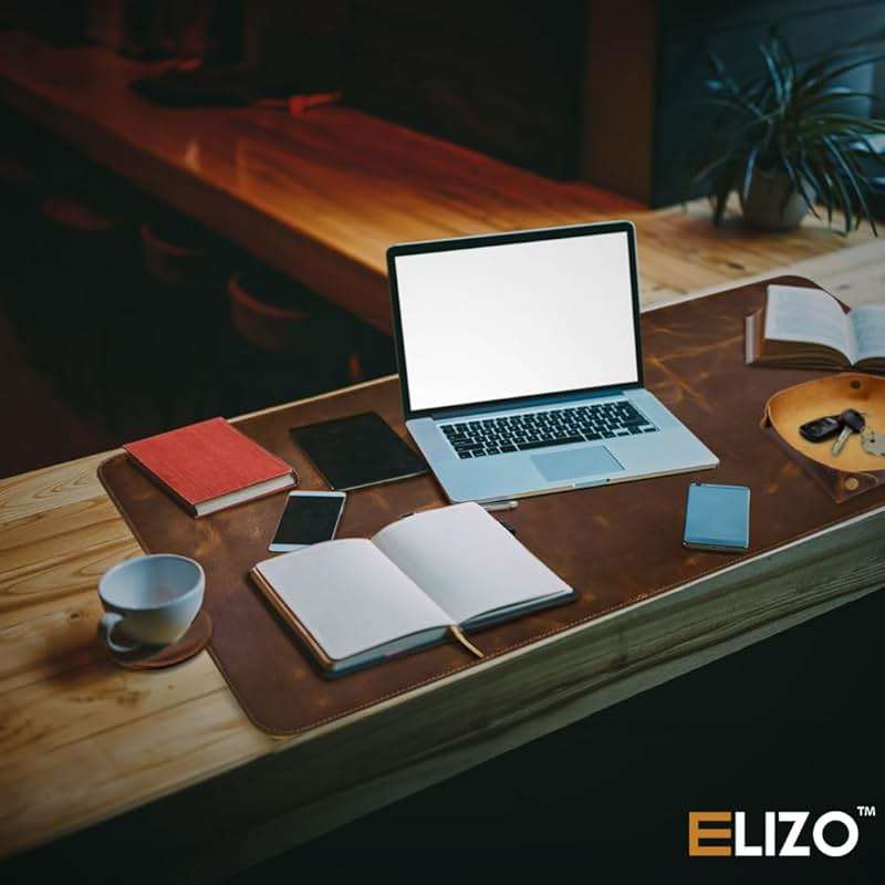 Elizo Real Leather Desk Mat Set (32x16) Large Desk Cover Desk Blotter Protector Computer Gaming Mouse Pad Table Laptop Office Desktop Accessories - Image 2