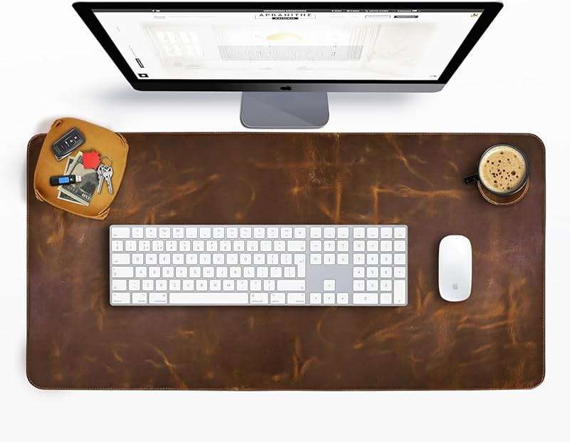 Elizo Real Leather Desk Mat Set (32x16) Large Desk Cover Desk Blotter Protector Computer Gaming Mouse Pad Table Laptop Office Desktop Accessories - Image 7