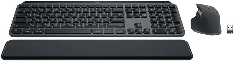 Logitech MX Keys S Combo - Performance Wireless Keyboard and Mouse with Palm Rest, Customizable Illumination, Fast Scrolling, Bluetooth, USB C, for Windows, Linux, Chrome, Mac,Color Graphite. - Image 1