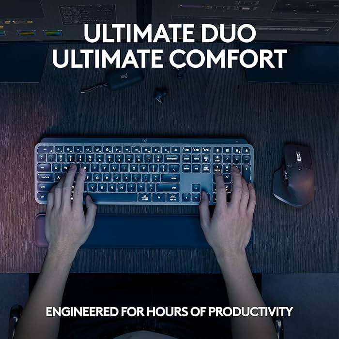 Logitech MX Keys S Combo - Performance Wireless Keyboard and Mouse with Palm Rest, Customizable Illumination, Fast Scrolling, Bluetooth, USB C, for Windows, Linux, Chrome, Mac,Color Graphite. - Image 2
