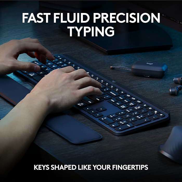 Logitech MX Keys S Combo - Performance Wireless Keyboard and Mouse with Palm Rest, Customizable Illumination, Fast Scrolling, Bluetooth, USB C, for Windows, Linux, Chrome, Mac,Color Graphite. - Image 3