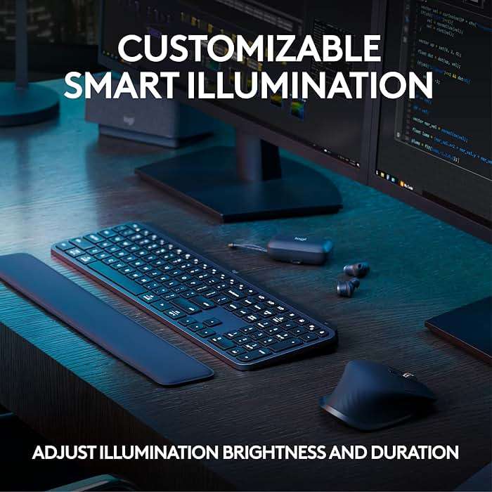 Logitech MX Keys S Combo - Performance Wireless Keyboard and Mouse with Palm Rest, Customizable Illumination, Fast Scrolling, Bluetooth, USB C, for Windows, Linux, Chrome, Mac,Color Graphite. - Image 8
