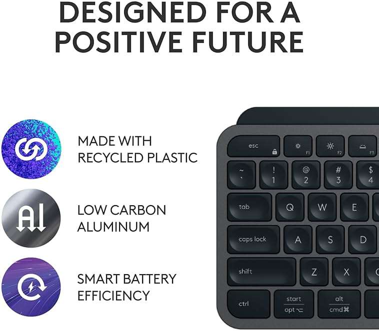 Logitech MX Keys S Combo - Performance Wireless Keyboard and Mouse with Palm Rest, Customizable Illumination, Fast Scrolling, Bluetooth, USB C, for Windows, Linux, Chrome, Mac,Color Graphite. - Image 10