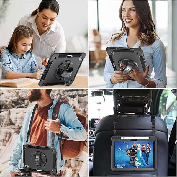 Case for iPad (A16) 11th/10th Generation Case: Protective Cover for iPad 11th Gen 11 Inch 2025 &10th Gen 10.9" 2022 with Screen Protector- Stand- Shoulder Strap- Handle- Pencil Holder-Black - Image 9