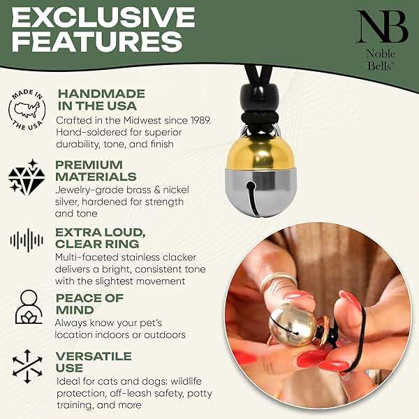 Noble Bells - Handmade in USA, Extra Loud Collar Bell for Cats and Dogs, Premium Brass and Nickel Silver - Image 3