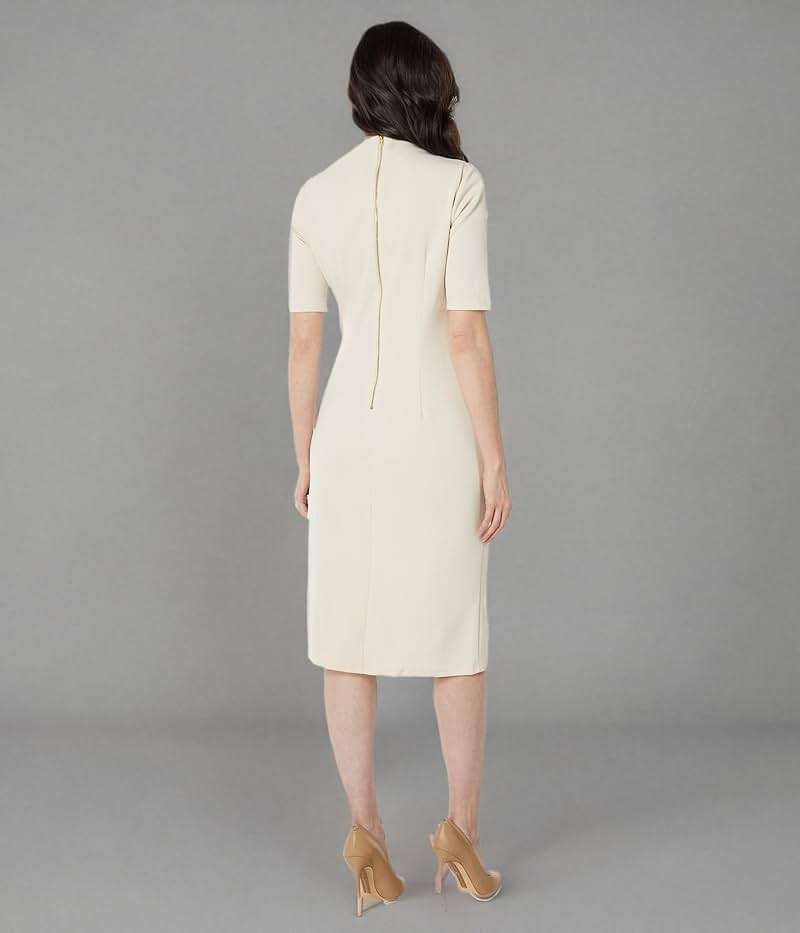 Maggy London Women's Maggy London Women's Dresses Side Pleat Dress with Asymmetric Neck and Elbow Sleeves - Image 5