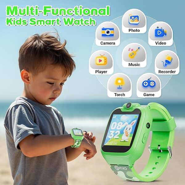 Contixo KW01 Smart Watches for Kids, Green 1.54" HD Touch Screen Educational Smartwatch Toy with Games Camera Video Recorder Calculator Flashlight Music Player Gift for 3-12 Years Old Boys Girls - Image 5