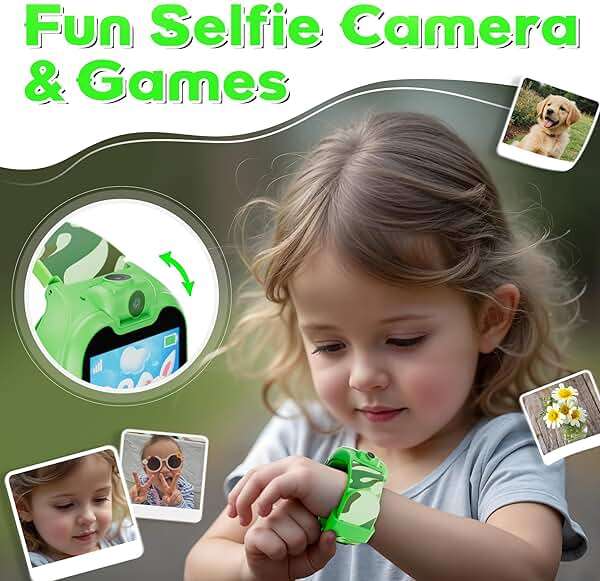 Contixo KW01 Smart Watches for Kids, Green 1.54" HD Touch Screen Educational Smartwatch Toy with Games Camera Video Recorder Calculator Flashlight Music Player Gift for 3-12 Years Old Boys Girls - Image 7