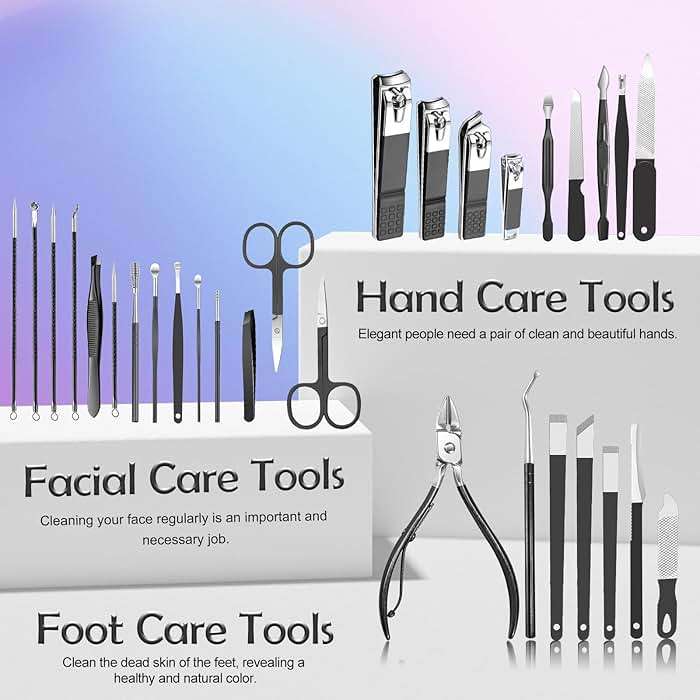 Manicure Pedicure Kit Professional 30pcs Complete Nail Care kit，fingernail and toenail Clippers and Manicure kit for Men with Travel Deluxe Beauty Tools Convenience Set (Black) - Image 4