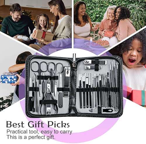Manicure Pedicure Kit Professional 30pcs Complete Nail Care kit，fingernail and toenail Clippers and Manicure kit for Men with Travel Deluxe Beauty Tools Convenience Set (Black) - Image 7